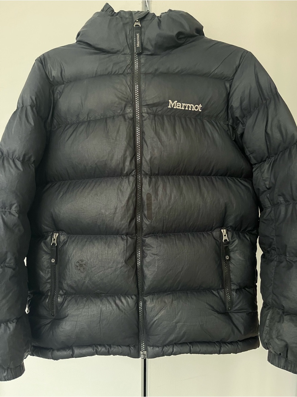 Marmot Kids Guide Down Hoodie Puffer Jacket Size Xl Black Winter Snow